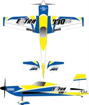 3DHobbyshop Extra 330sc yellow-blue 2 Graphic Package