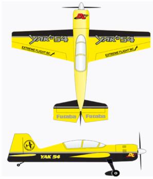 Extreme Flight Yak 54 Yellow-Black Graphic Package