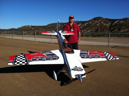 Hangar 9 Extra 300 with checker scheme